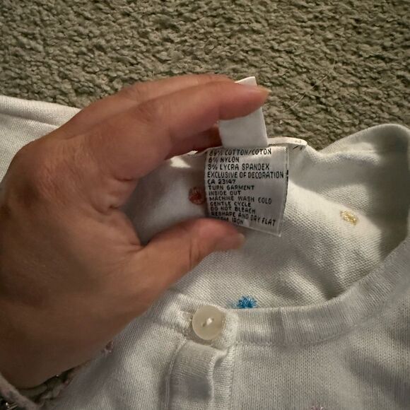 Talbots White Cardigan with Colorful Dots - Picture 5 of 6